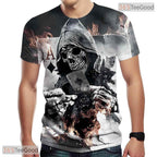 Dark Black And White Skull Graphic 3D Printed Casual Unisex T-Shirt Tops Style