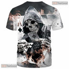 Dark Black And White Skull Graphic 3D Printed Casual Unisex T-Shirt Tops Style