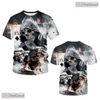 Dark Black And White Skull Graphic 3D Printed Casual Unisex T-Shirt Tops Style