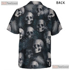 Men's Black Gothic Skull Hawaiian Tee - Dark Grunge Smoke Punk Rock Vibes
