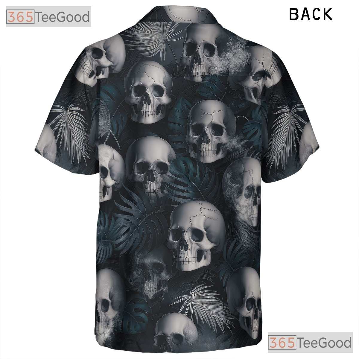 Men's Black Gothic Skull Hawaiian Tee - Dark Grunge Smoke Punk Rock Vibes