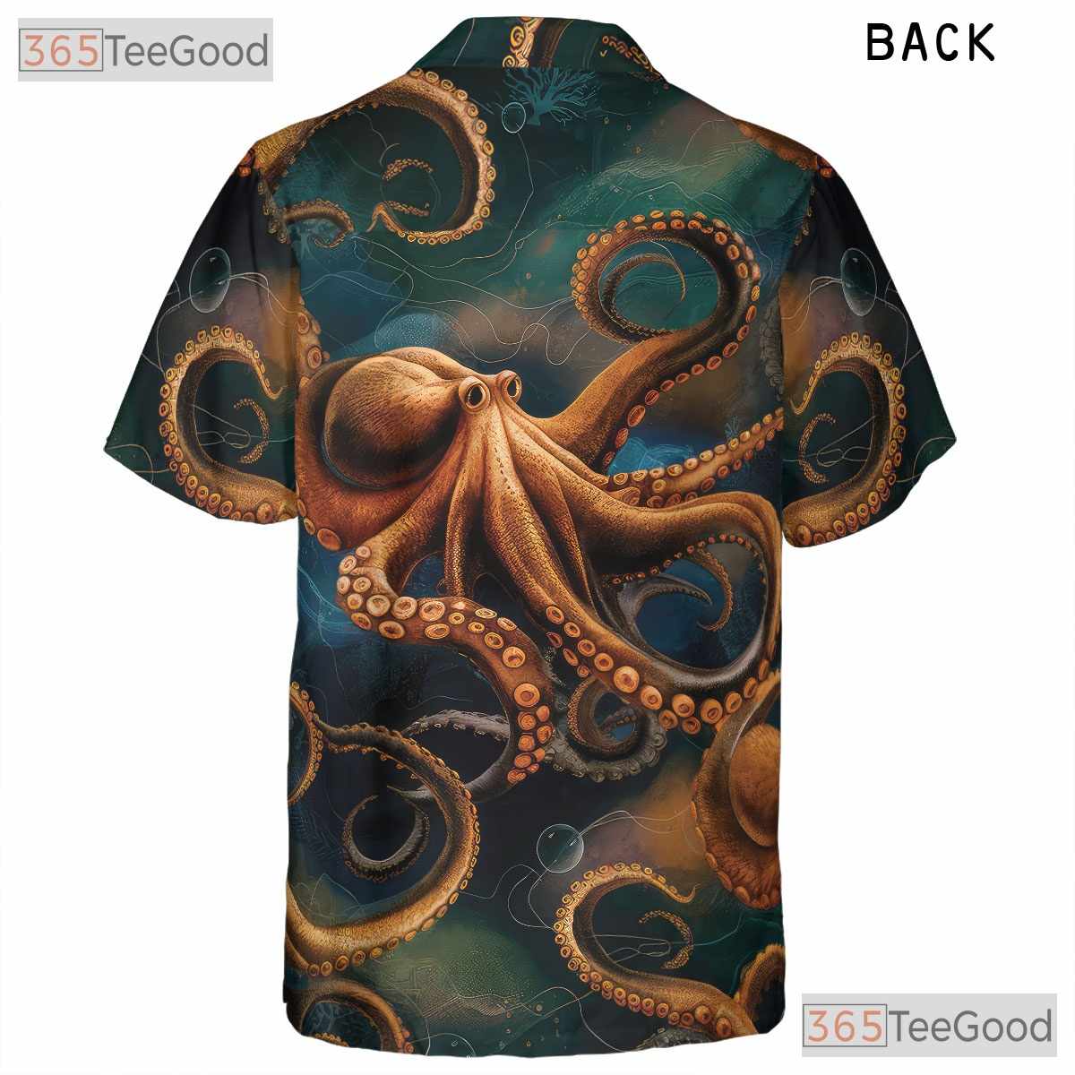 Men's Deep Sea Octopus Hawaiian Shirt - Kraken Tropical Beach Ocean Tee