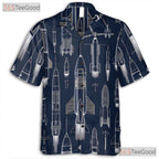 Men's Futuristic Space Hawaiian Shirt - Rocket Sci-Fi Galaxy Print Style