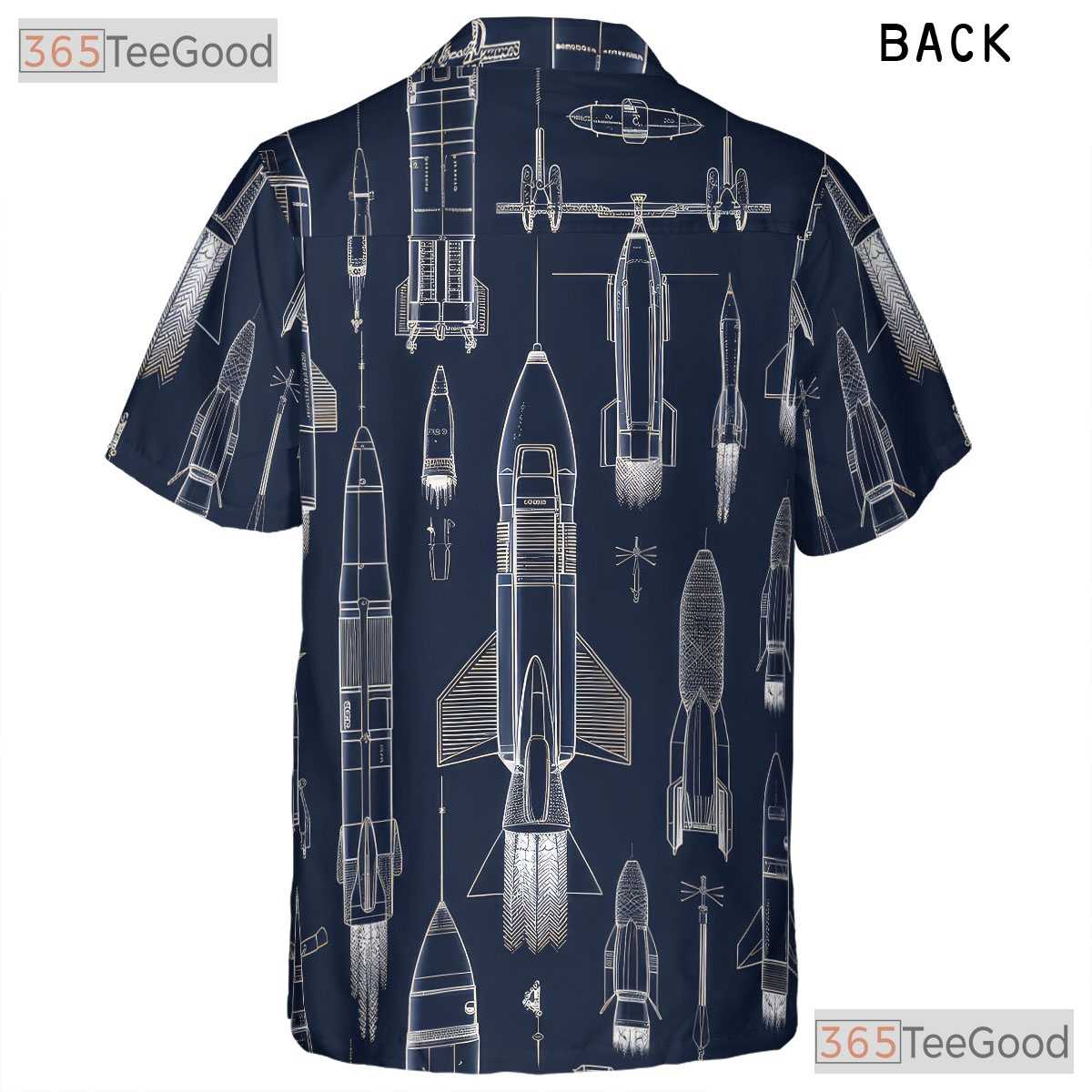 Men's Futuristic Space Hawaiian Shirt - Rocket Sci-Fi Galaxy Print Style