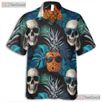 Men's Gothic Skull Pineapple Hawaiian Shirt - Tropical Beach Aesthetic