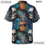 Men's Gothic Skull Pineapple Hawaiian Shirt - Tropical Beach Aesthetic