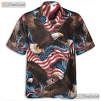 Men's Patriotic Bald Eagle Hawaiian Shirt - USA Flag Freedom Pride Beachwear