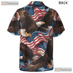Men's Patriotic Bald Eagle Hawaiian Shirt - USA Flag Freedom Pride Beachwear