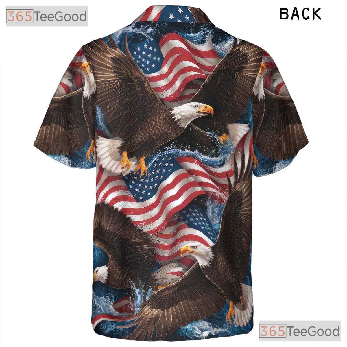 Men's Patriotic Bald Eagle Hawaiian Shirt - USA Flag Freedom Pride Beachwear