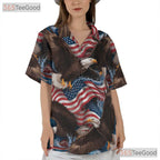 Men's Patriotic Bald Eagle Hawaiian Shirt - USA Flag Freedom Pride Beachwear