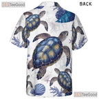 Men's Sea Turtle Hawaiian Shirt - Tropical Marine Life Beach Vacation Tee