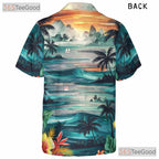 Men's Tropical Sunset Hawaiian Tee - Palm Trees Beach Vibe Outfit Aloha Shirt