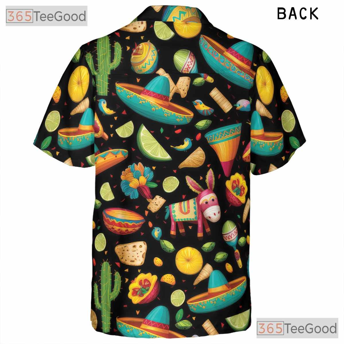 Mexican Fiesta Cactus Sombrero Pinata Hawaiian Tee Men Women Summer Party Top