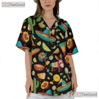 Mexican Fiesta Cactus Sombrero Pinata Hawaiian Tee Men Women Summer Party Top