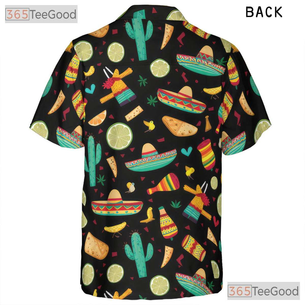 Mexican Fiesta Cactus Sombrero Pinata Party Hawaiian Shirt Unisex Outfit Top