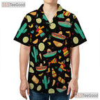 Mexican Fiesta Cactus Sombrero Pinata Party Hawaiian Shirt Unisex Outfit Top