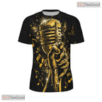 Retro Microphone Music Graphic 3D Pattern Printed Casual Unisex Tee Shirt Styles