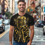 Retro Microphone Music Graphic 3D Pattern Printed Casual Unisex Tee Shirt Styles