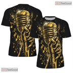 Retro Microphone Music Graphic 3D Pattern Printed Casual Unisex Tee Shirt Styles