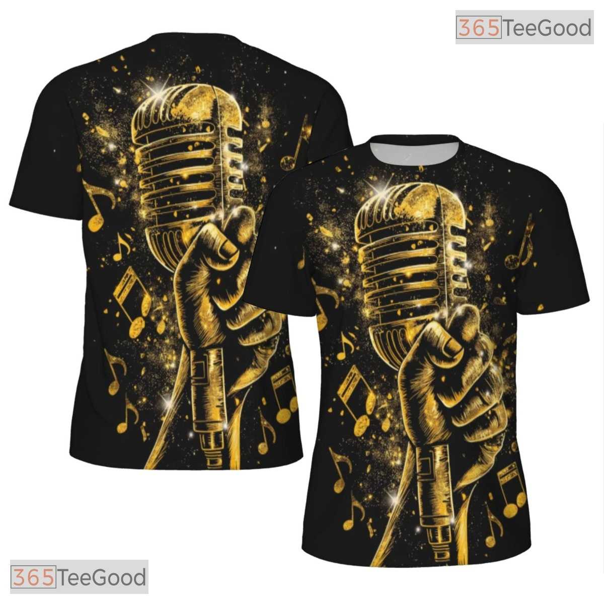 Retro Microphone Music Graphic 3D Pattern Printed Casual Unisex Tee Shirt Styles