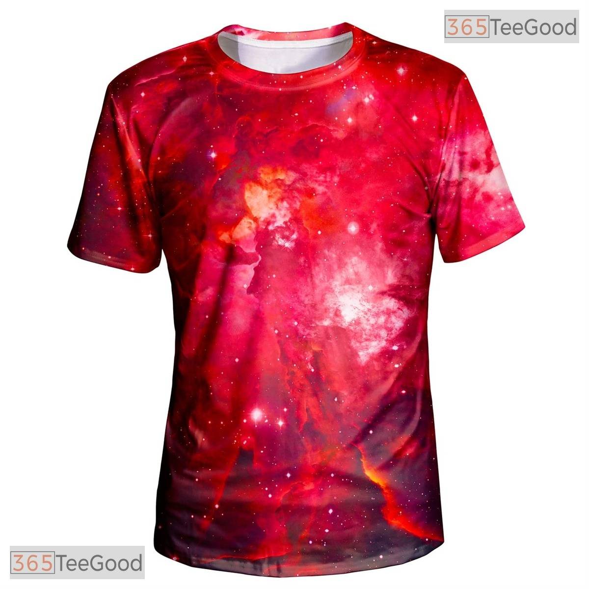 Colorful Red Milky Way Galaxy 3D Graphic Printed Casual Unisex T-Shirt Top