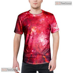 Colorful Red Milky Way Galaxy 3D Graphic Printed Casual Unisex T-Shirt Top