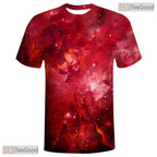 Red Milky Way American Flag Eagle 3D Graphic Printed Casual Unisex T-Shirt Tops Style