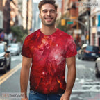 Red Milky Way American Flag Eagle 3D Graphic Printed Casual Unisex T-Shirt Tops Style