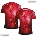 Red Milky Way American Flag Eagle 3D Graphic Printed Casual Unisex T-Shirt Tops Style