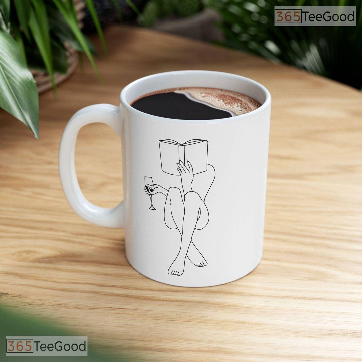 Minimalist Book Lover Line Art Mug - Aesthetic Reading Woman Gift Ceramic Accent Mug