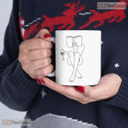 Minimalist Book Lover Line Art Mug - Aesthetic Reading Woman Gift Ceramic Accent Mug