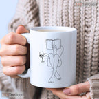 Minimalist Book Lover Line Art Mug - Aesthetic Reading Woman Gift Ceramic Accent Mug