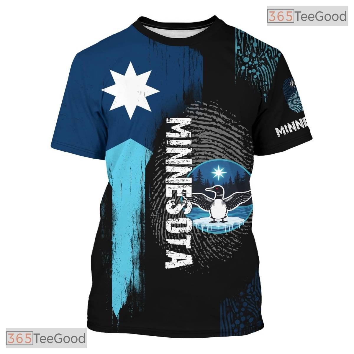 Minnesota Black State Novelty Graphic 3D Pattern Printed Casual Unisex T-Shirt Top