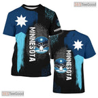 Minnesota Black State Novelty Graphic 3D Pattern Printed Casual Unisex T-Shirt Top