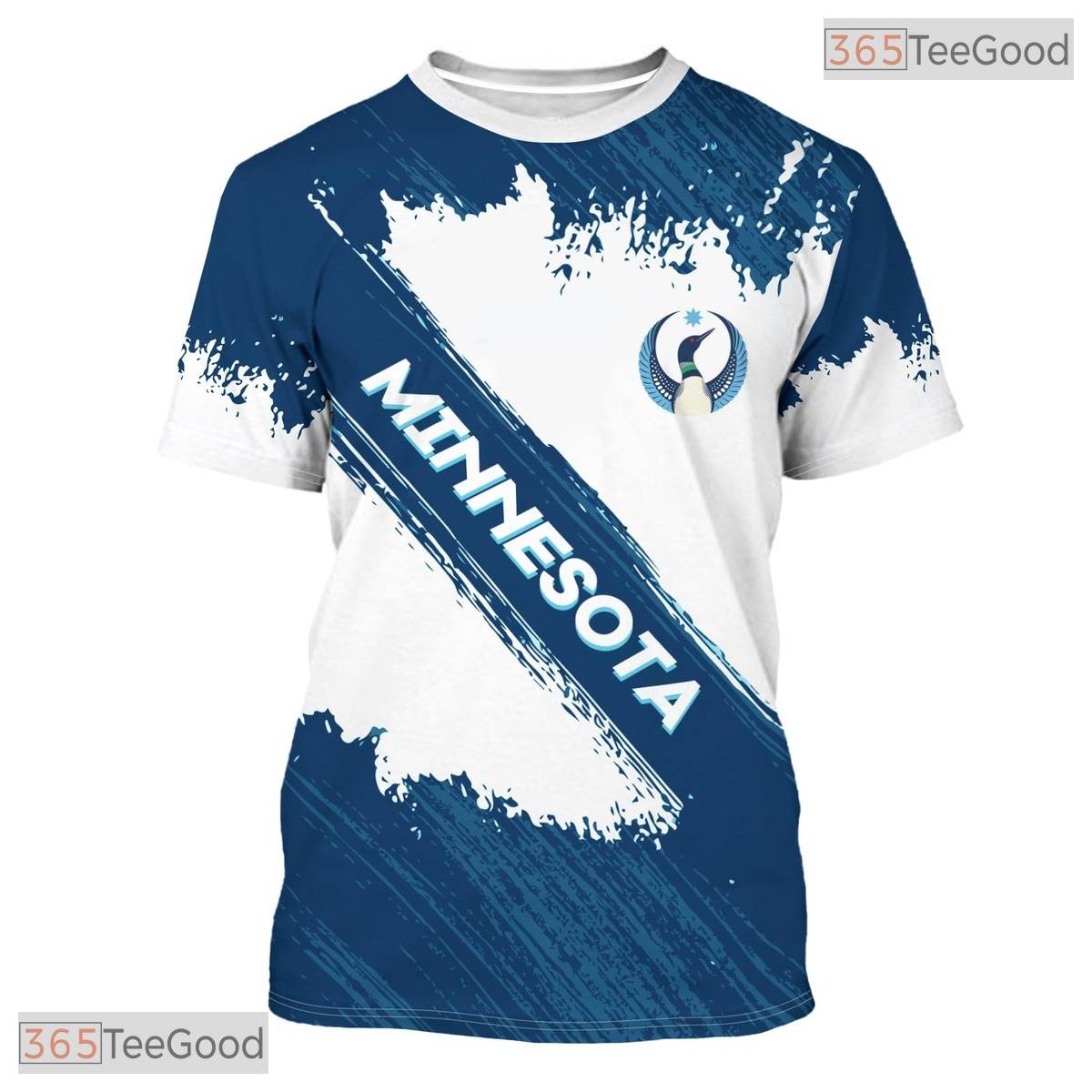Minnesota Navy State Novelty Graphic 3D Pattern Printed Casual Unisex Tee Shirt Top