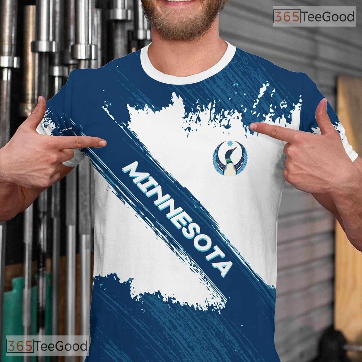 Minnesota Navy State Novelty Graphic 3D Pattern Printed Casual Unisex Tee Shirt Top