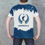 Minnesota Navy State Novelty Graphic 3D Pattern Printed Casual Unisex Tee Shirt Top