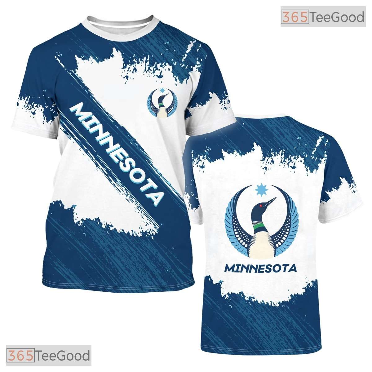 Minnesota Navy State Novelty Graphic 3D Pattern Printed Casual Unisex Tee Shirt Top