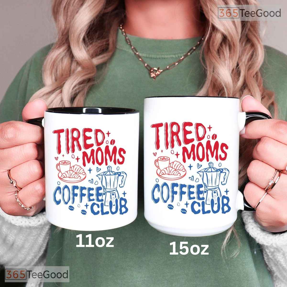 Personalized Tired Mom Coffee Club Mug - Funny Motherhood Slogan Ceramic Accent Mug