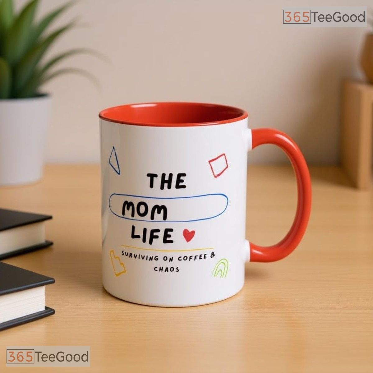 Mom Life Surviving On Coffee And Chaos Motherhood Color Accent Ceramic Coffee Cup Mug