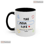 Mom Life Surviving On Coffee And Chaos Motherhood Color Accent Ceramic Coffee Cup Mug
