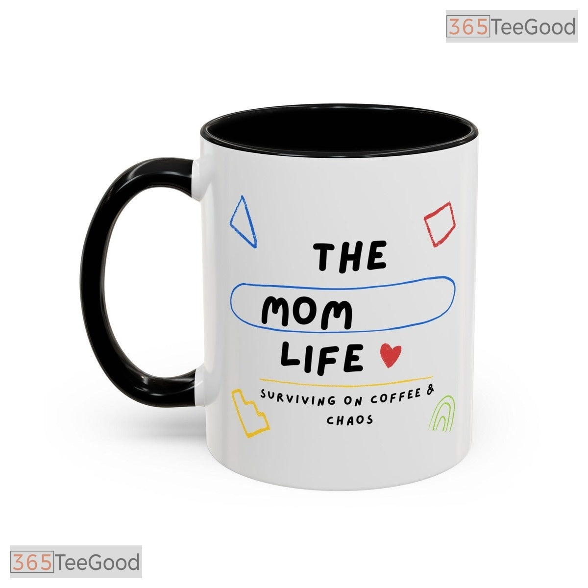 Mom Life Surviving On Coffee And Chaos Motherhood Color Accent Ceramic Coffee Cup Mug
