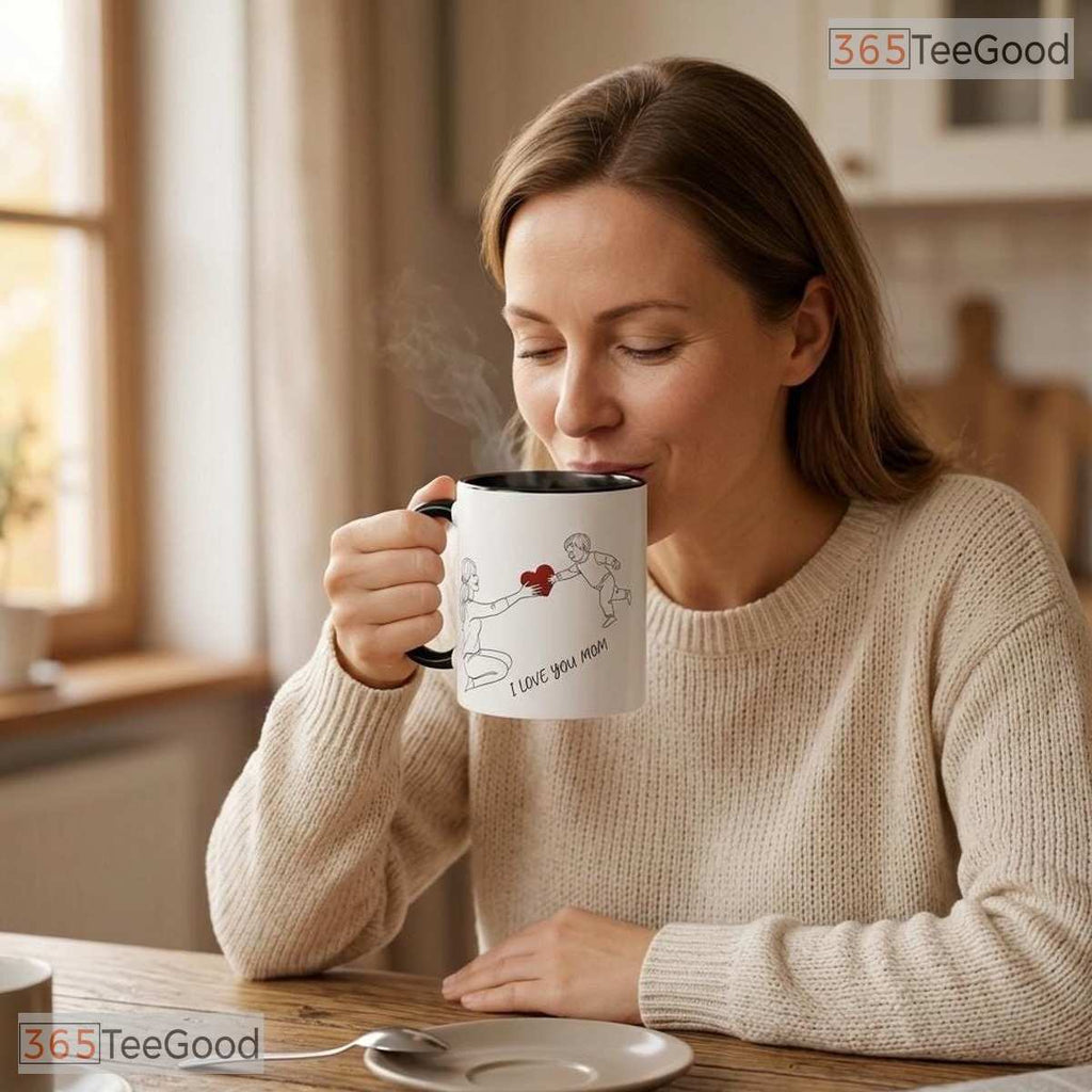 Mom Pitcher Illustration Mother's Day Gift Two Tone Premium Ceramic Accent Coffee Mug