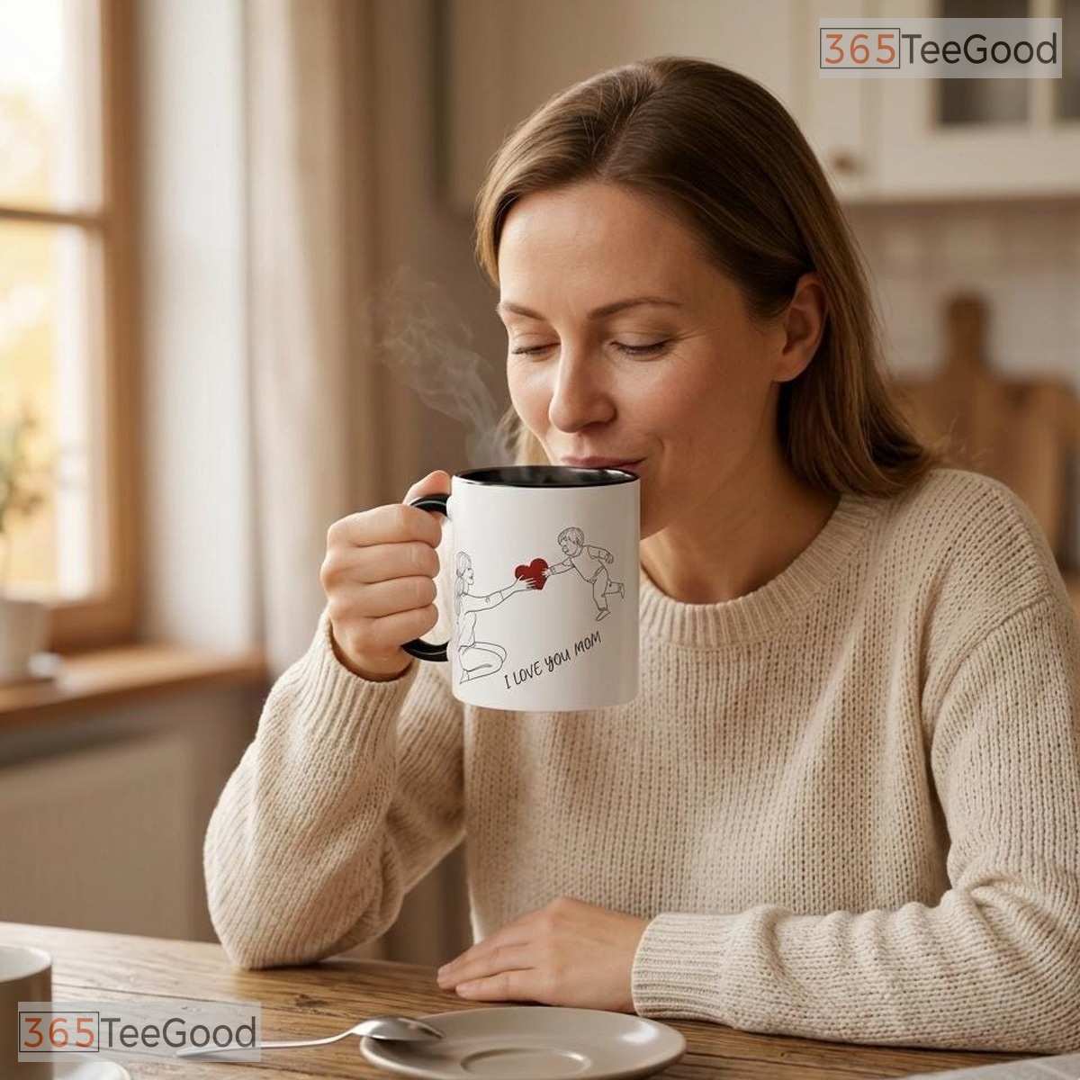 Mom Pitcher Illustration Mother's Day Gift Two Tone Premium Ceramic Accent Coffee Mug