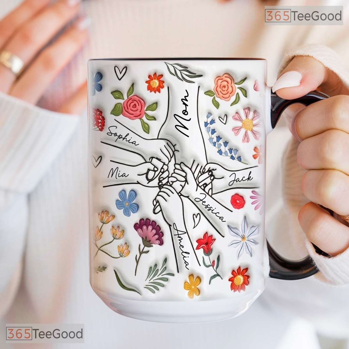 Personalized Mom Mug With Kids Names - Custom Mother's Day Gift From Children Mug