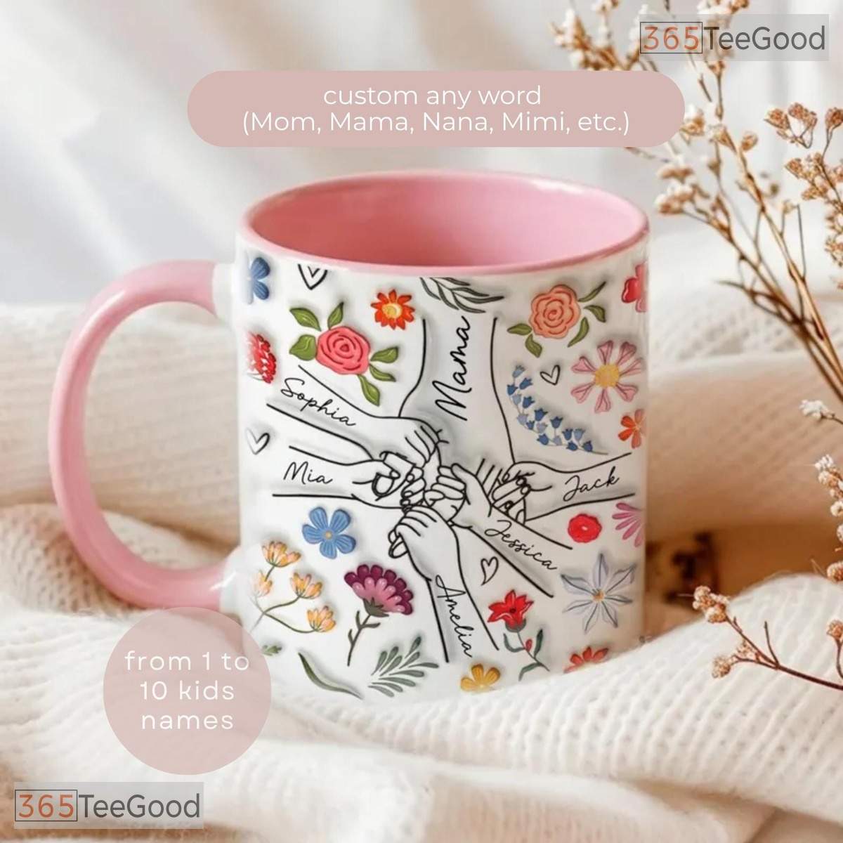 Personalized Mom Mug With Kids Names - Custom Mother's Day Gift From Children Mug