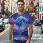 Cosmic Moon Space Graphic Art 3D Pattern Printed Casual Unisex T-Shirt Tops Style