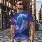 Cosmic Moon Space Graphic Art 3D Pattern Printed Casual Unisex T-Shirt Tops Style