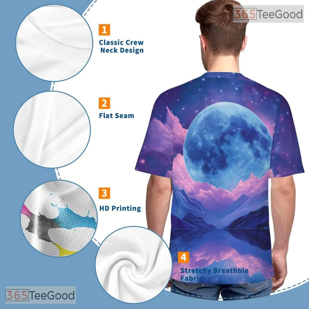 Cosmic Moon Space Graphic Art 3D Pattern Printed Casual Unisex T-Shirt Tops Style