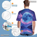 Cosmic Moon Space Graphic Art 3D Pattern Printed Casual Unisex T-Shirt Tops Style